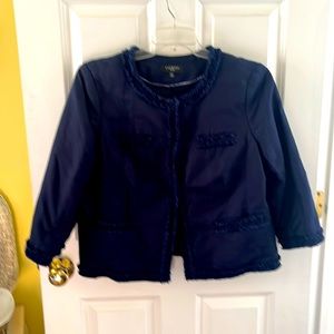 NWOT! Women’s Talbots Navy Short Jacket. Size 14 Petite. Linen and Cotton
